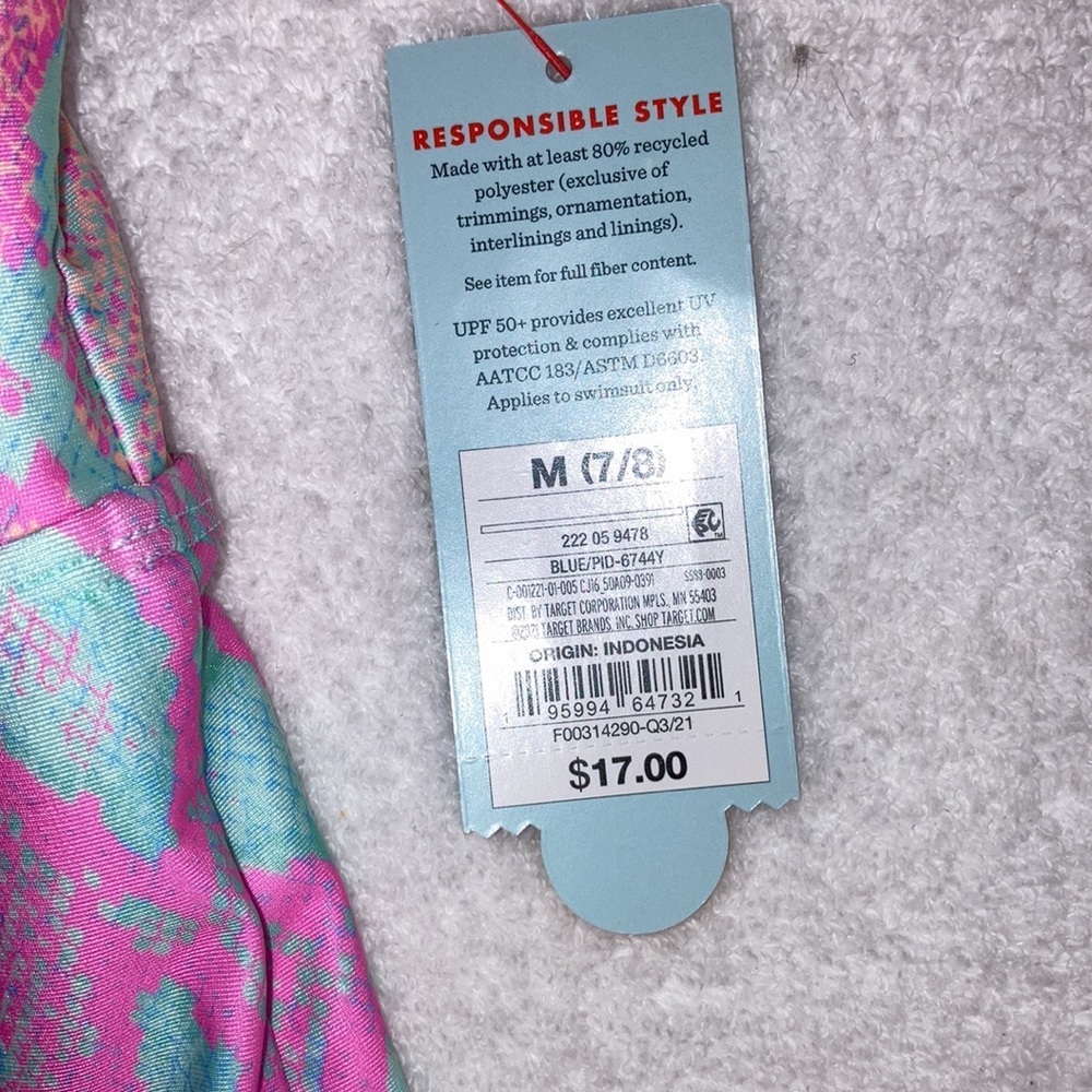 NWT cat & jack snake print side split one piece bathing suit swim suit 7/8 - Picture 4 of 5